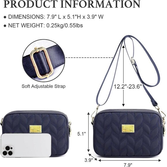 Small Crossboby Purse for Women - Waterproof Nylon Crossbody Phone Purse Shoulde - Picture 3 of 7